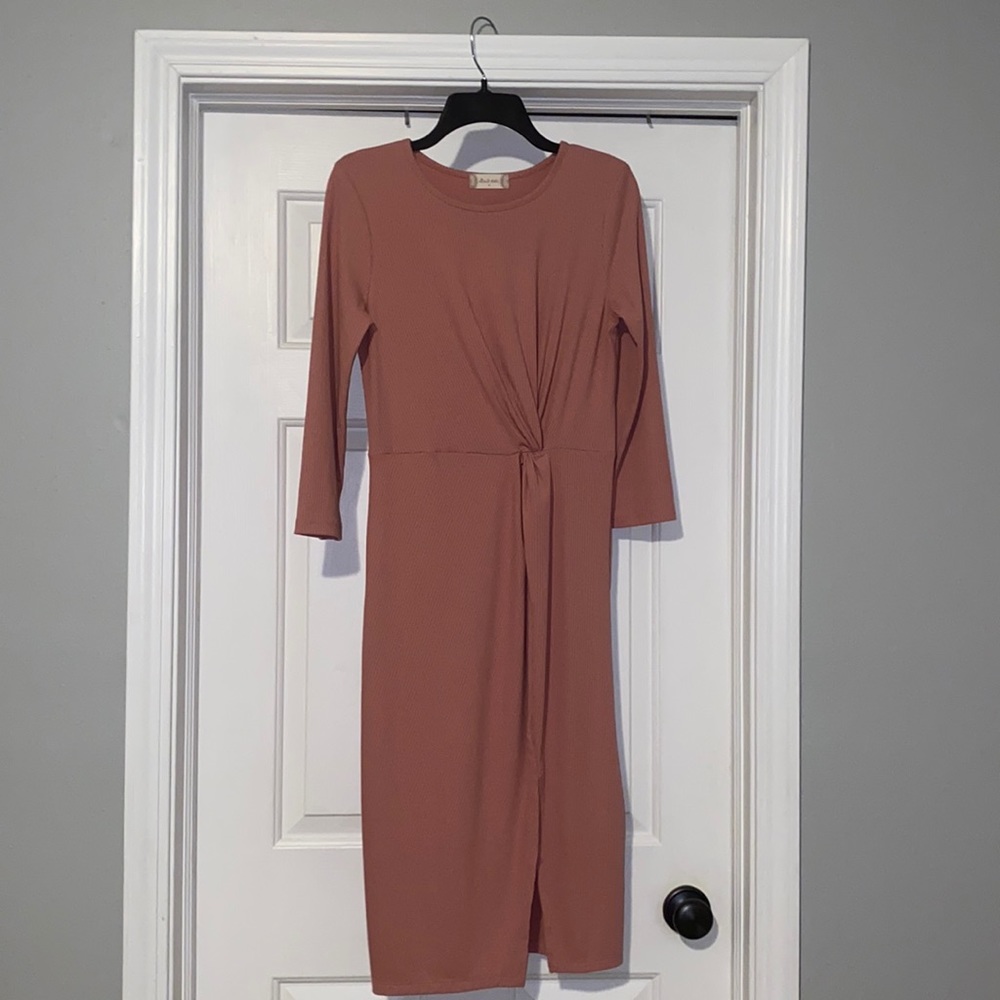 Altar’d State pink pencil dress with knot & slit
